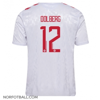 Billige Fotballdrakt Danmark Kasper Dolberg #12 Replika Bortedrakt EM 2024 Kortermet